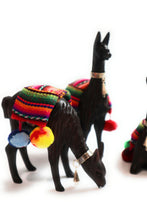 Load image into Gallery viewer, Llamas Scene. Hand Carved Wood Figurines with Peruvian Textiles 6&quot; Tall