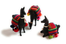 Load image into Gallery viewer, Llamas Scene. Hand Carved Wood Figurines with Peruvian Textiles 6&quot; Tall