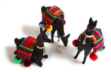 Load image into Gallery viewer, Llamas Scene. Hand Carved Wood Figurines with Peruvian Textiles 6&quot; Tall