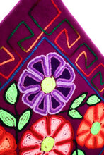 Load image into Gallery viewer, Embroidered Cushion, Pillow Cover with Dahlias Flowers. 16.75&quot; L x 16.25&quot; W Purple.