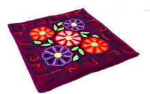 Load image into Gallery viewer, Embroidered Cushion, Pillow Cover with Dahlias Flowers. 16.75&quot; L x 16.25&quot; W Purple.