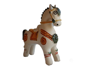 Ceramic Pucara Horse or Peruvian Caballo de Pucara Ivory Color. Colonial Style 8 Inch