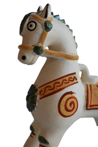 Ceramic Pucara Horse or Peruvian Caballo de Pucara Ivory Color. Colonial Style 8 Inch