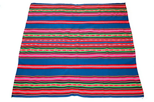 Traditional Aguayo Throw Blanket Manta Peruvian Art, Textile Multicolor Large Size