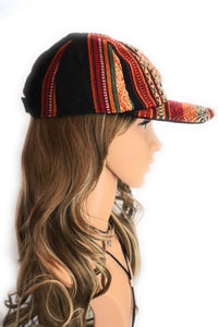 Handwoven Textile Back Strap Cap Visor Adjustable. Multicolor, Unisex.