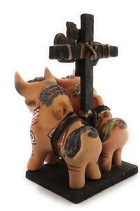 Pucara Bulls Toritos de Pucara Ceramic Peruvian Amulet Terra-Cotta color 9" Tall