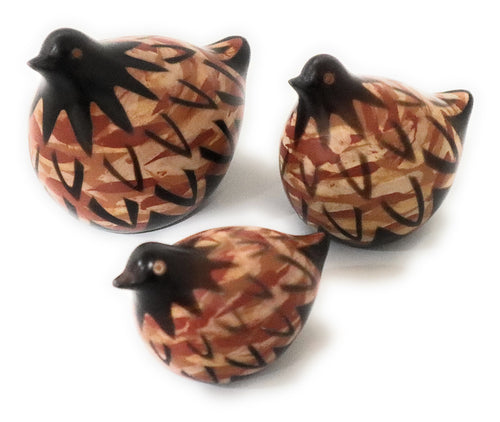 Chulucanas Ceramic Doves Set of 3 Signed by Artist Genaro Paz from 2011