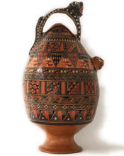 Load image into Gallery viewer, Salamanca Large Jar Pitcher Hand Painted Andean Mountain Cat Handle. 15&quot; Tall