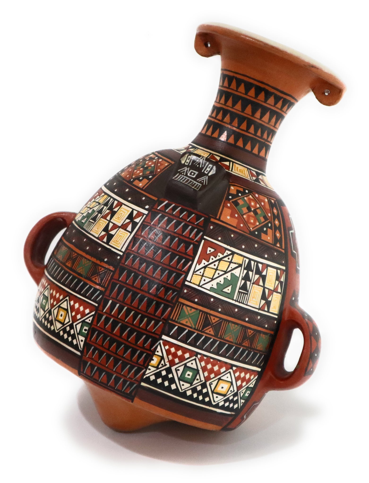 ancient inca pottery fish net Aryballo Vessel Traditional Inca Pottery Hand Painted 10" Tall – Last Inca Depot