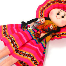 Load image into Gallery viewer, Rag Doll, Cholita Traditional Attire of Countrywoman of The Andes. Handcrafted Decorative Doll. 13.5&quot; Tall.