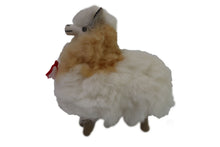 Load image into Gallery viewer, Real Fur Llama Figurine, Stuffed Llama 6.5&quot; Inch. Camel &amp; White Color.