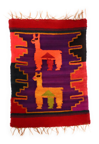 Dining Decor Placemat Peruvian Textile, Multicolor Llamas