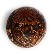Load image into Gallery viewer, Gourd Art. Hand Carved Gourd. Decorated Gourd Country Life Style &amp; Inca Trilogy. Diameter: 4 Inch.
