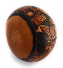 Load image into Gallery viewer, Gourd Art. Hand Carved Gourd. Decorated Gourd Country Life Style &amp; Inca Trilogy. Diameter: 4 Inch.