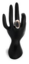 Load image into Gallery viewer, Drop Shape Alpaca Silver Natural Stone Black Onyx Adjustable Ring Rope Edge fits sizes 5 to 13